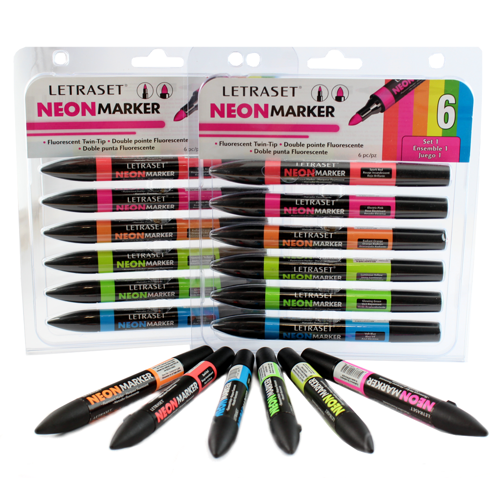 caneta marcador neon letraset marcador ponta dupla