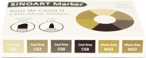 marcador-sinoart-tons-cinza-ii-marker-ponta-dupla